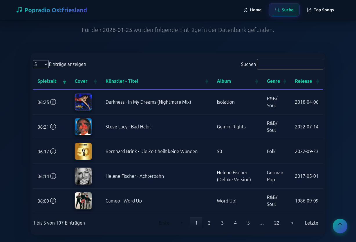 Playlisten History Archiv - Screenshot 2