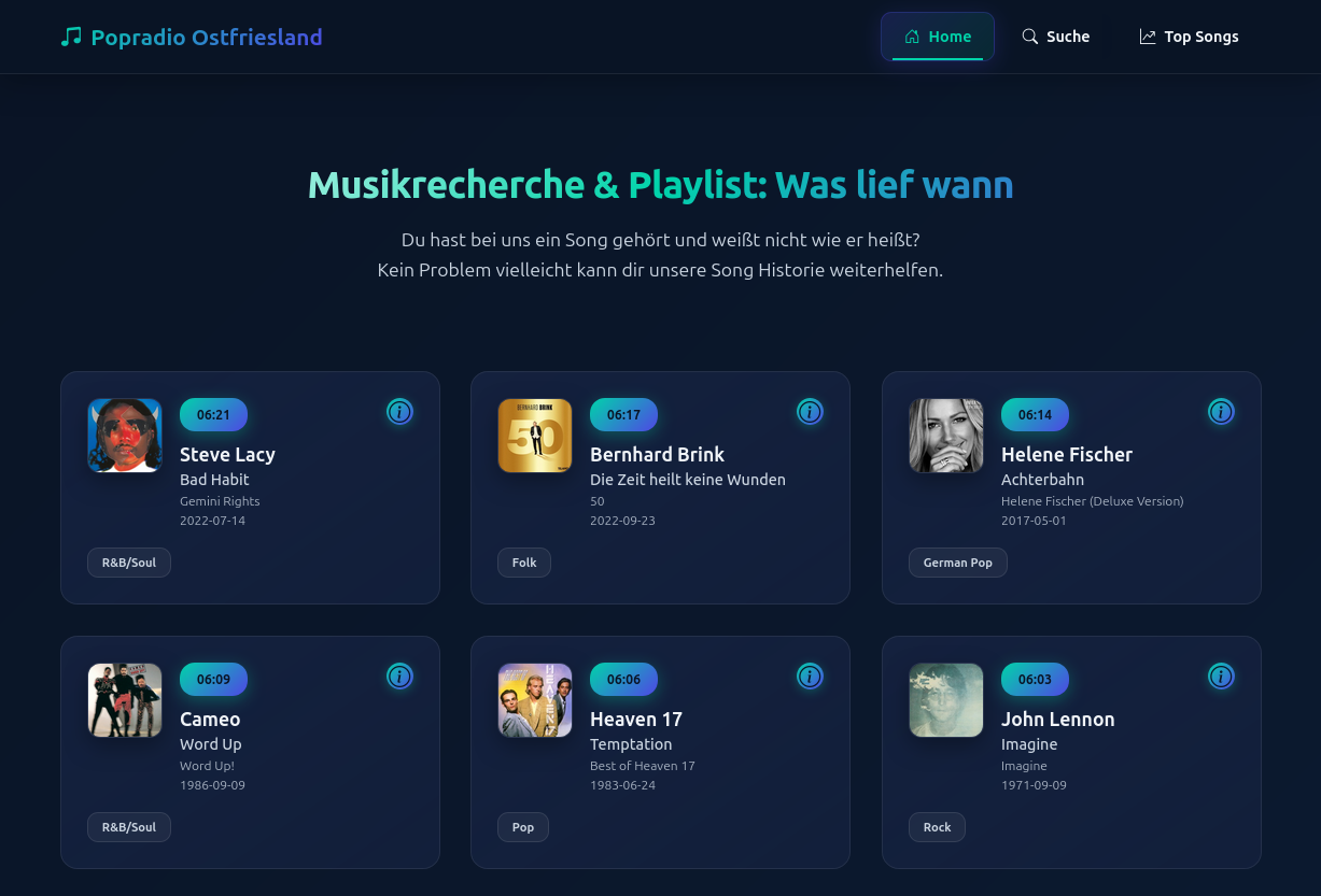 Playlisten History Archiv - Screenshot 1