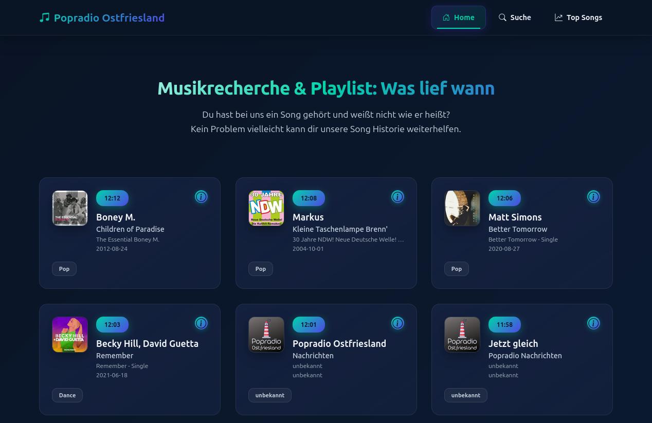 Ein von mir entwickeltes System zur lückenlosen Erfassung von Musikhistorien. Es verarbeitet große Datenmengen und bereitet diese in benutzerdefinierten Berichten übersichtlich auf.